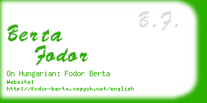 berta fodor business card